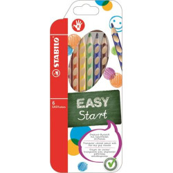 Színes ceruza készlet, háromszögletű, jobbkezes, STABILO "EasyColours", 6 különböző szín